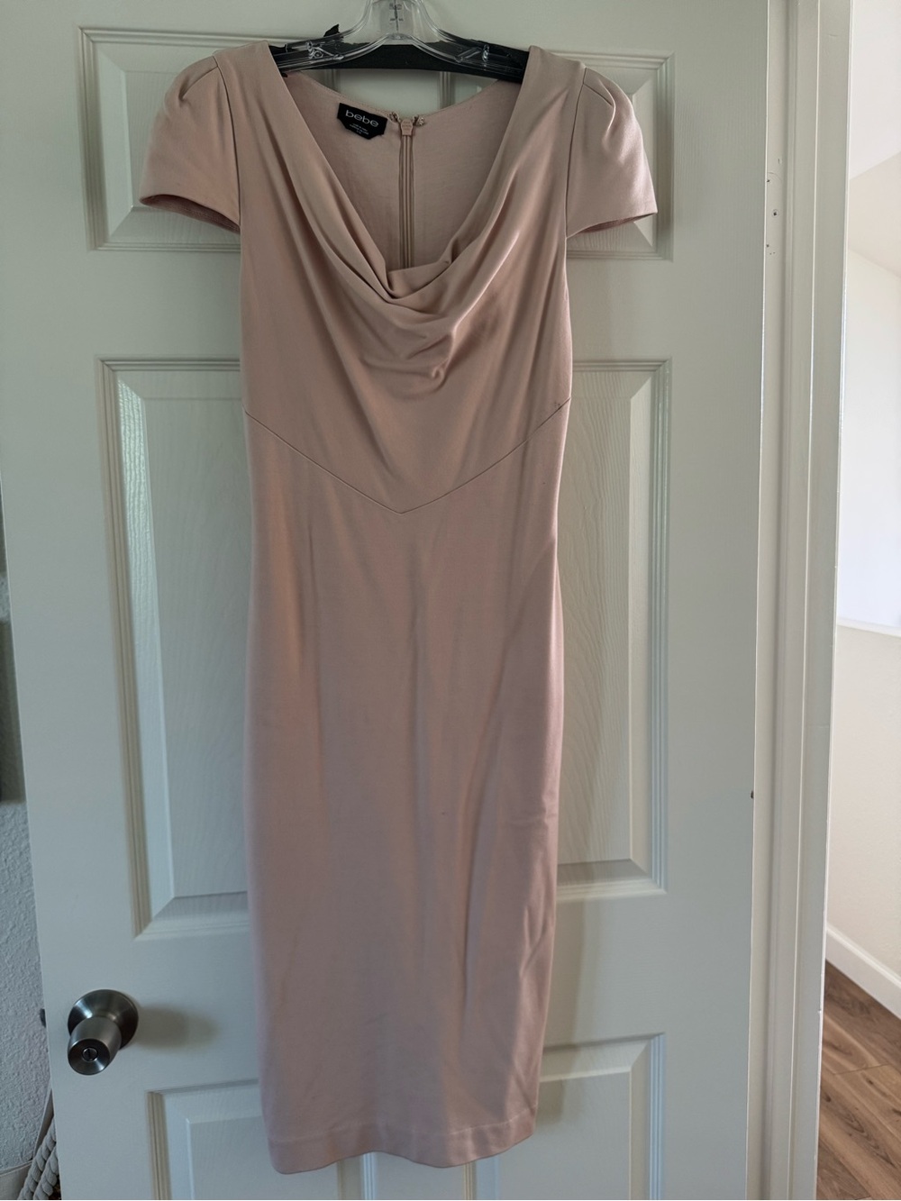 bebe Soft Blush Cowl Neck Midi Dress